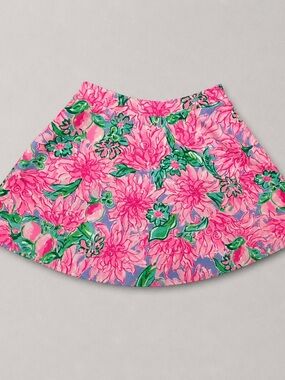 Lilly Pulitzer Pink Floral Circle Skirt with Green Accents
